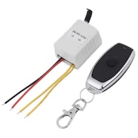 a remote control with two wires and a key chain